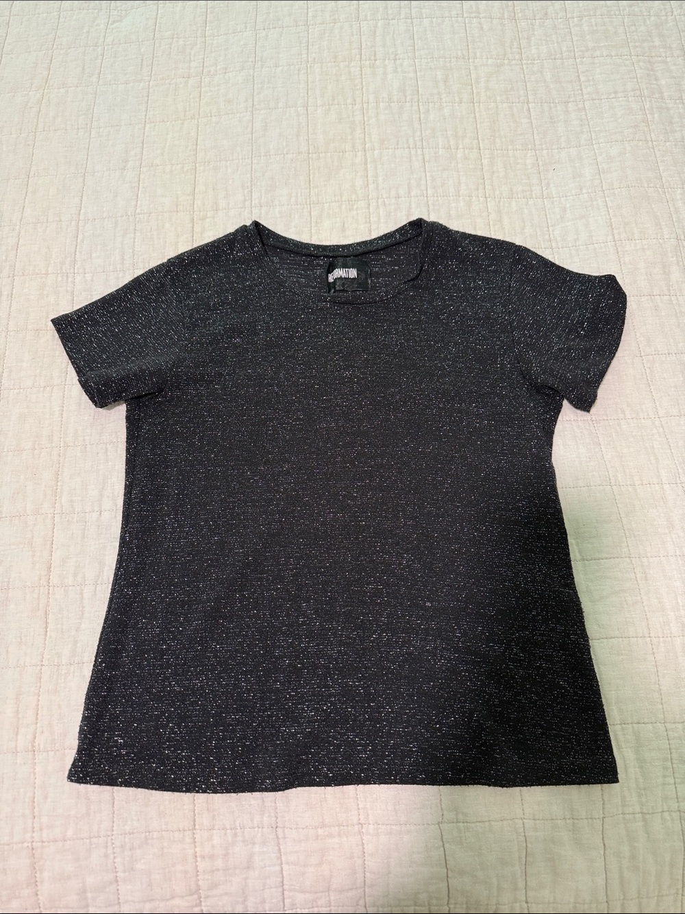 Reformation Black Sparkle Short-Sleeve Tee